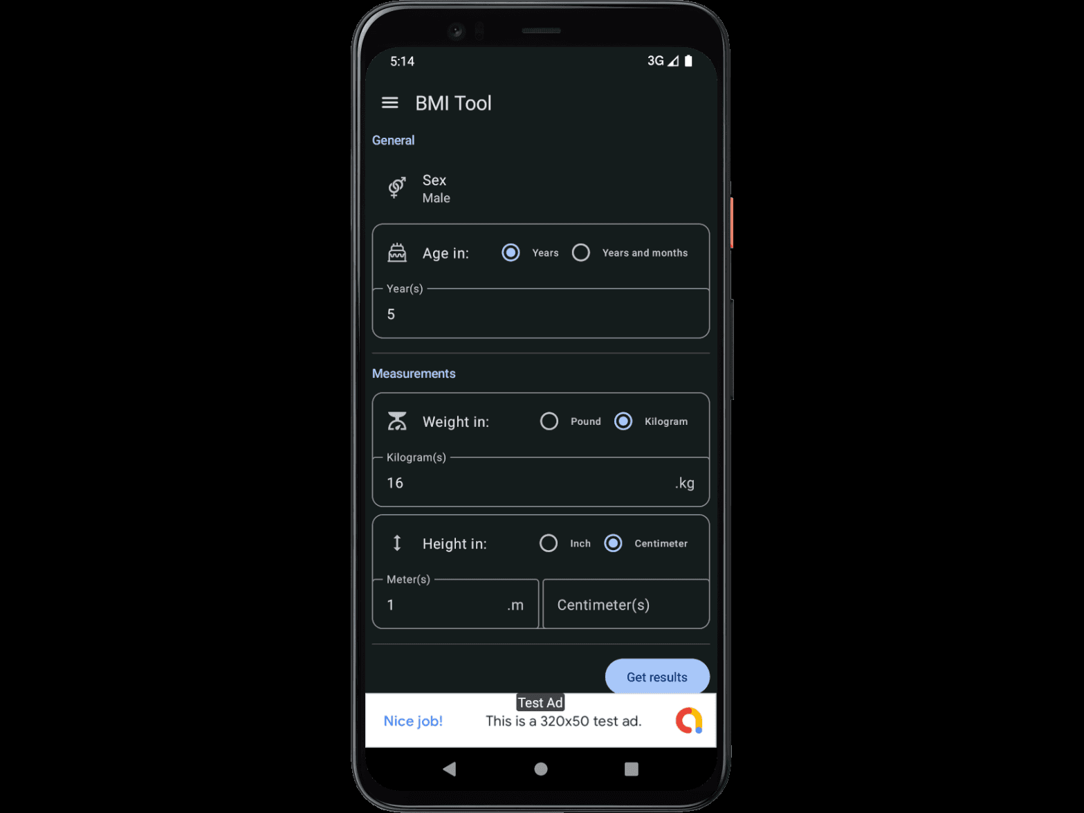 BMI tool on KopitoBMI