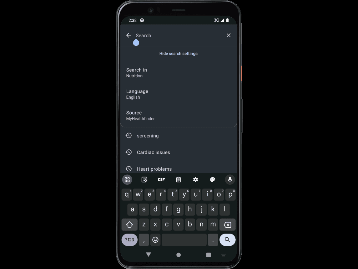 Search Settings on KopitoMed